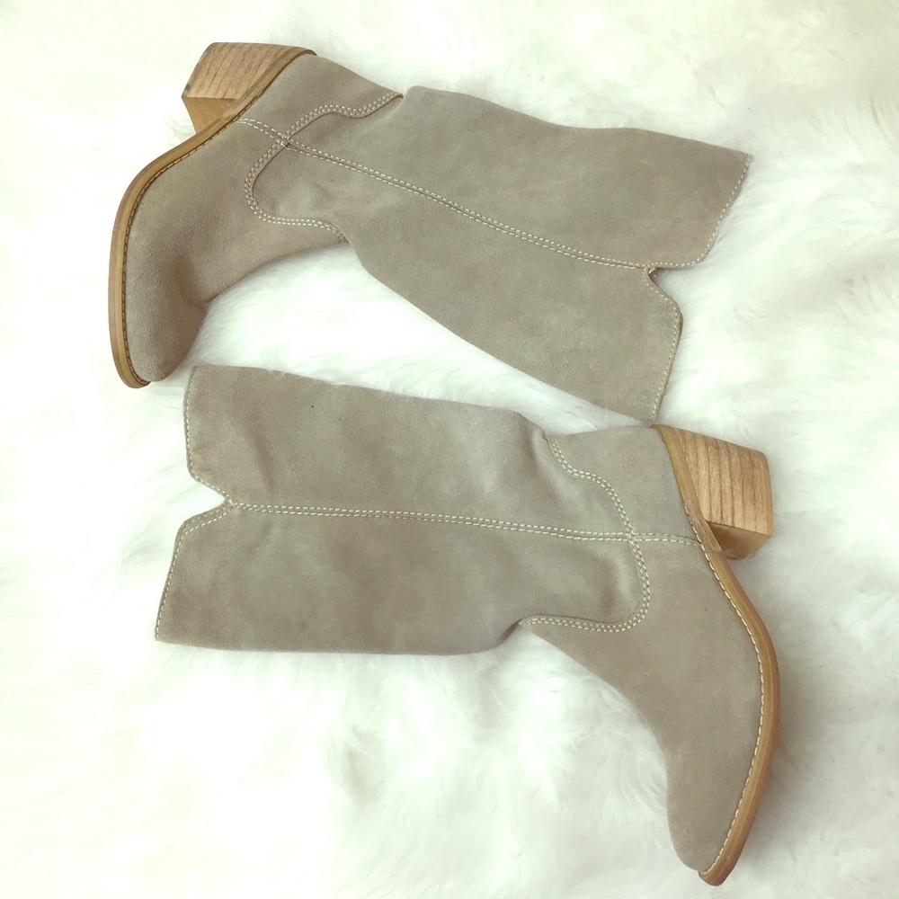 Vtg Nine West Vintage Taupe Suede Lylau Western Boots